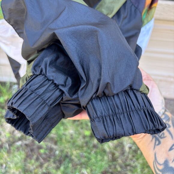 River Edge Sport 90s Windbreaker Jacket 1X Colorblock Black Multicolor Abstract - Picture 6 of 7